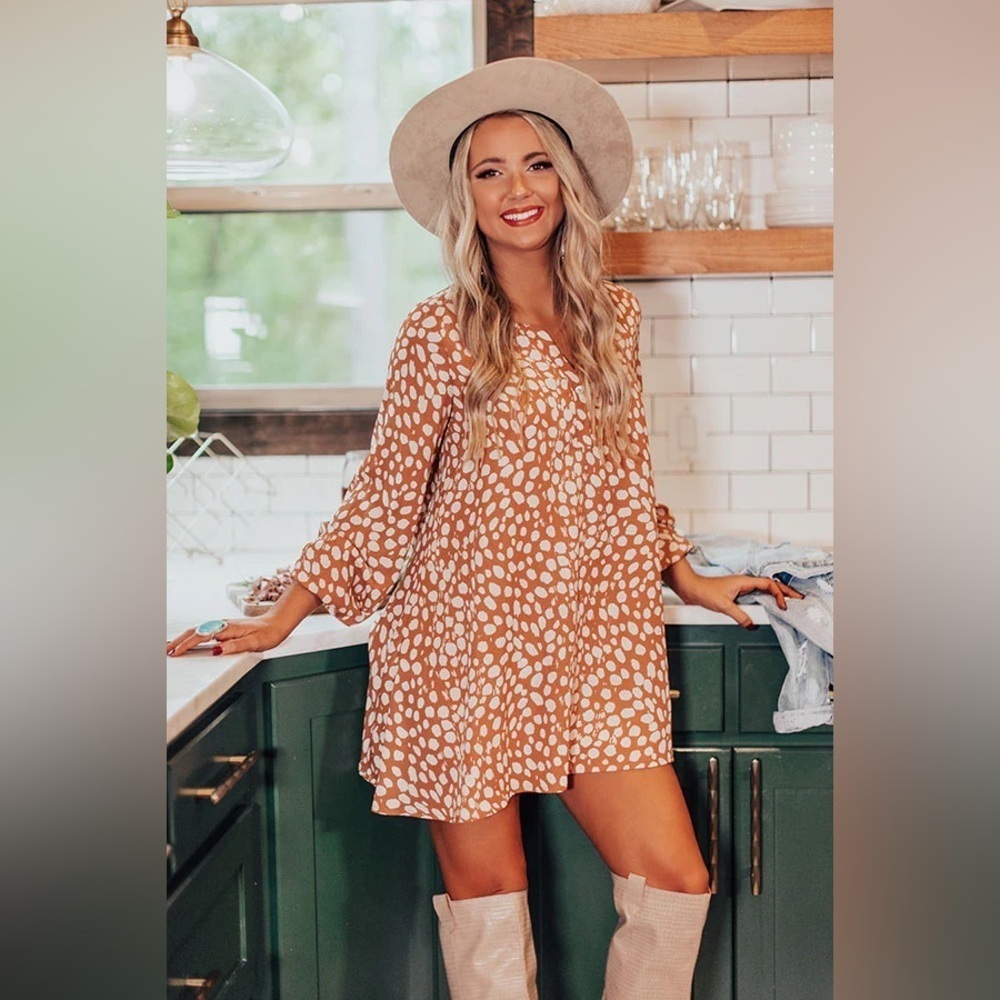 The Impeccable Pig Spotted Long Sleeve Flirty Tunic Dress Size Small
